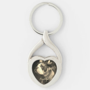 Boxer Dog -stijl Metal Heart Keychain