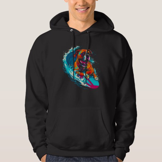 Boxer Dog Surfing Hoodie (Voorkant)