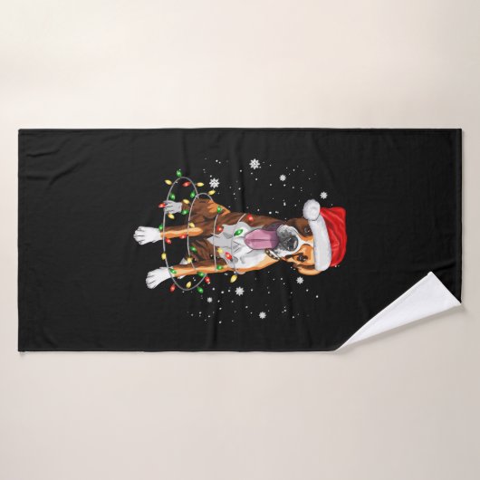 Boxer Dog Tree kerstlampjes Pajama Badhanddoek (Badhanddoek)