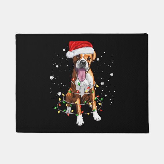 Boxer Dog Tree kerstlampjes Pajama Deurmat (Voorkant)