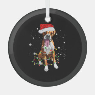 Boxer Dog Tree kerstlampjes Pajama Glas Ornament