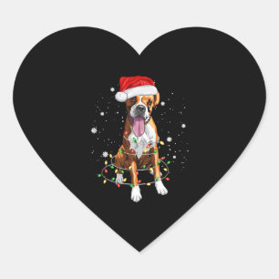 Boxer Dog Tree kerstlampjes Pajama Hart Sticker