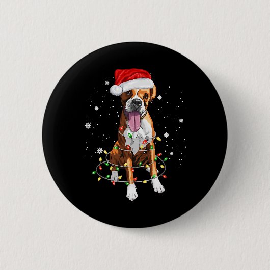 Boxer Dog Tree kerstlampjes Pajama Ronde Button 5,7 Cm (Voorkant)
