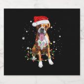 Boxer Dog Tree kerstlampjes Pajama Sparkling Wijnetiket (Enkel label)