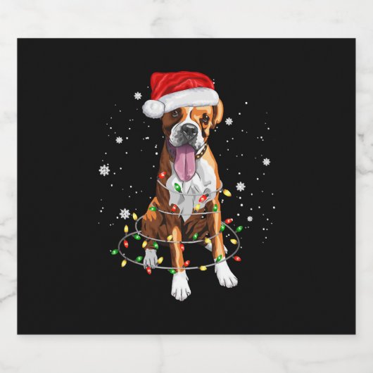 Boxer Dog Tree kerstlampjes Pajama Sparkling Wijnetiket (Enkel label)