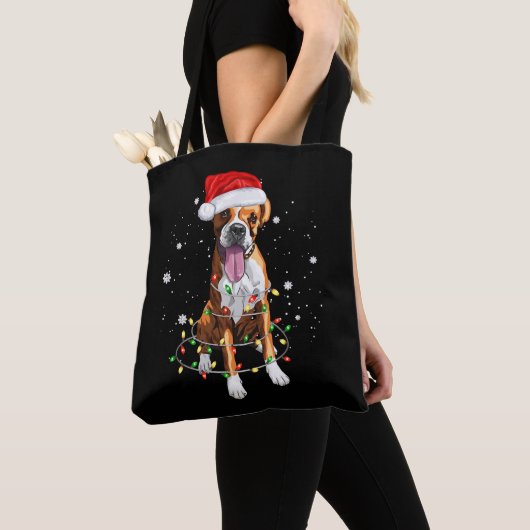 Boxer Dog Tree kerstlampjes Pajama Tote Bag (Dichtbij)