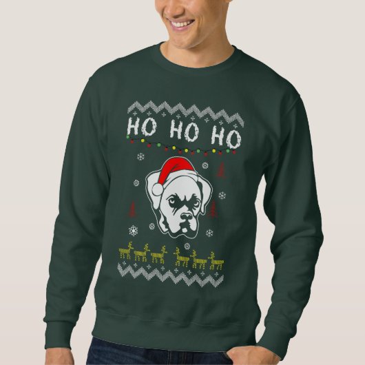 Boxer Dog Ugly Kerstmis Ho Ho Ho Trui (Voorkant)