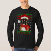 Boxer Dog Ugly Sweater kerstpap Hondenliefhebber T-shirt (Voorkant)