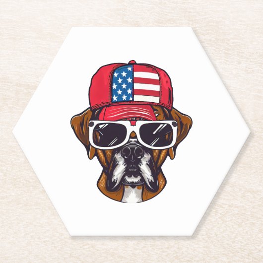 Boxer Dog USA Kartonnen Onderzetters (Voorkant)
