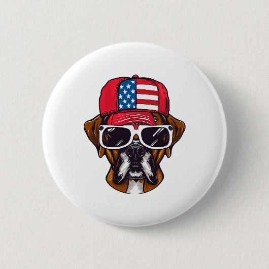 Boxer Dog USA Ronde Button 5,7 Cm (Voorkant)
