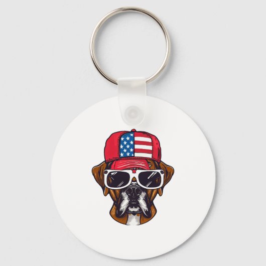Boxer Dog USA Sleutelhanger (Voorkant)