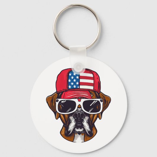 Boxer Dog USA Sleutelhanger (Voorkant)