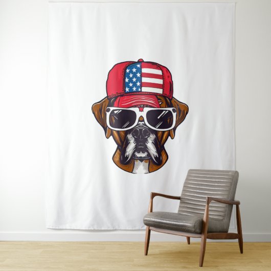 Boxer Dog USA Wandkleed (In situ)