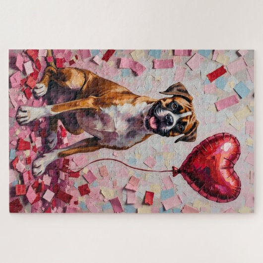 Boxer Dog Valentine's Day Heart Balloon Fun Legpuzzel (Horizontaal)