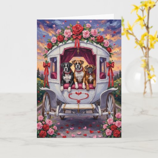 Boxer Dog Valentine's Day  Kaart (Gele Bloem)