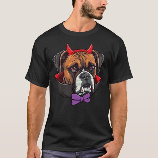 Boxer Dog Vampire Halloween Costume T-shirt (Voorkant)