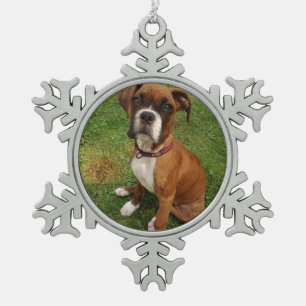 BOXER DOG-versiering Tin Sneeuwvlok Ornament