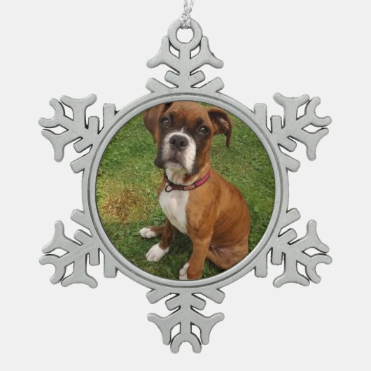 BOXER DOG-versiering Tin Sneeuwvlok Ornament (Voorkant)