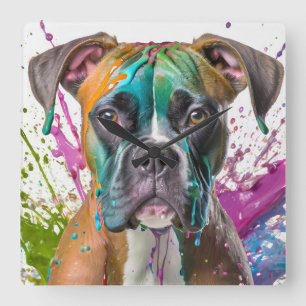 Boxer Dog Vierkante Klok