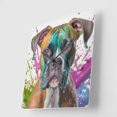 Boxer Dog Vierkante Klok (Hoek)