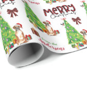 Boxer Dog, vogel en kerstboom Cadeaupapier (Rol Hoek)