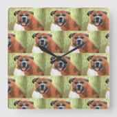 Boxer Dog Wall Clock, 27.3 cm Square Acrylic Vierkante Klok (Voorkant)