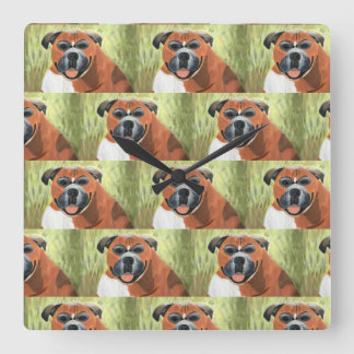 Boxer Dog Wall Clock, 27.3 cm Square Acrylic Vierkante Klok