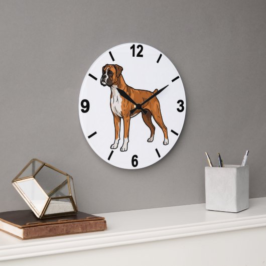 Boxer Dog Wall Clock Cute Pet Home Decor Grote Klok (Kantoor)