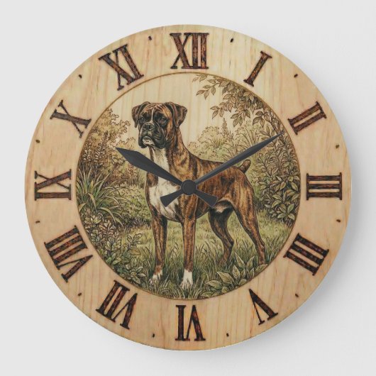 Boxer Dog Wall Clock - Playful Pet Decor Grote Klok (Voorkant)