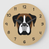 Boxer Dog Wall Declokken Grote Klok (Voorkant)