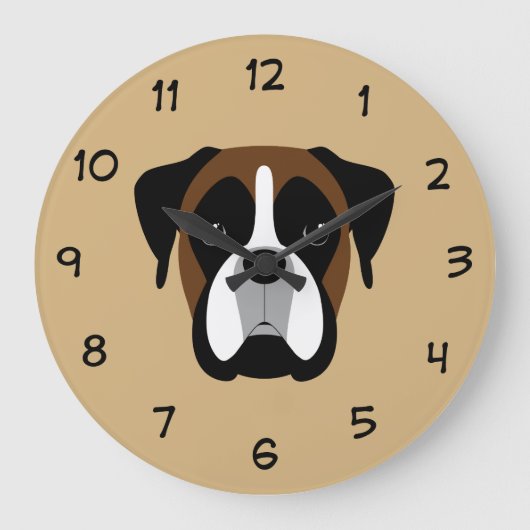 Boxer Dog Wall Declokken Grote Klok (Voorkant)