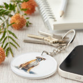 Boxer Dog Watercolor Art Sleutelhanger (Voorkant Rechts)