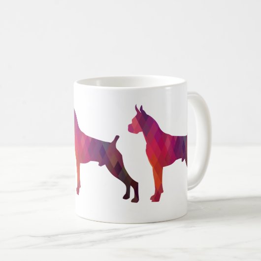 Boxer Dog Waterverf Geometric Pattern Silhouette Koffiemok (Voorkant rechts)
