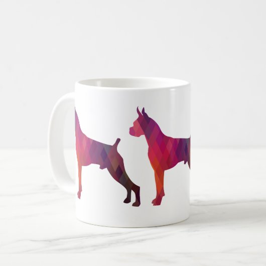 Boxer Dog Waterverf Geometric Pattern Silhouette Koffiemok (Voorkant links)