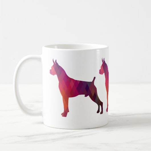 Boxer Dog Waterverf Geometric Pattern Silhouette Koffiemok (Links)