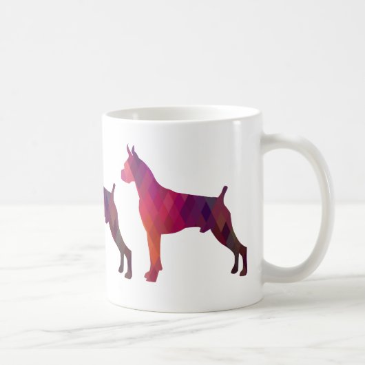 Boxer Dog Waterverf Geometric Pattern Silhouette Koffiemok (Rechts)