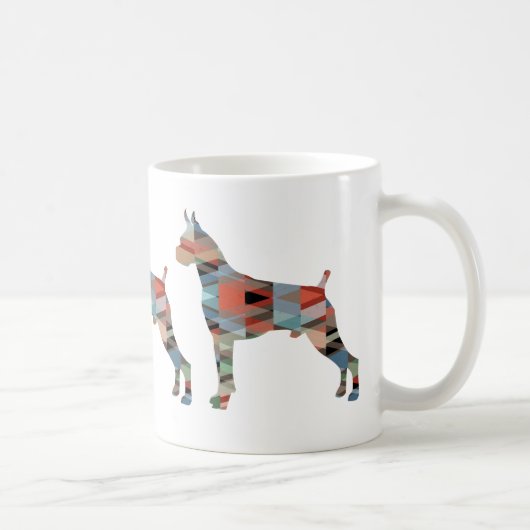 Boxer Dog Waterverf Geometric Pattern Silhouette Koffiemok (Rechts)