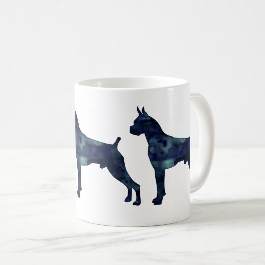 Boxer Dog Waterverf Geometric Pattern Silhouette Koffiemok (Voorkant rechts)