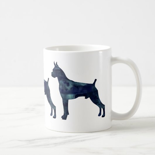 Boxer Dog Waterverf Geometric Pattern Silhouette Koffiemok (Rechts)
