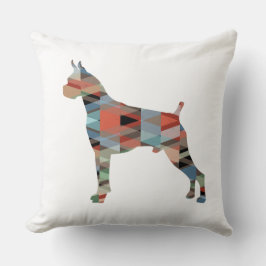 Boxer Dog Waterverf Geometric Pattern Silhouette Kussen