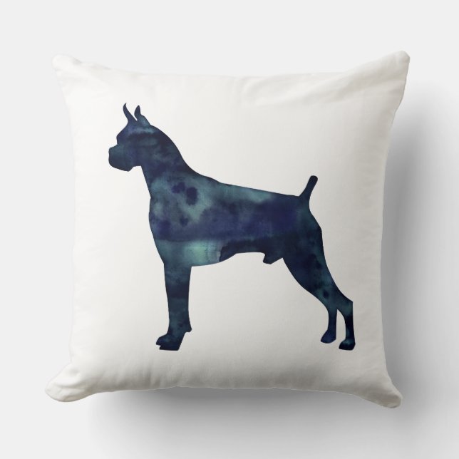 Boxer Dog Waterverf Geometric Pattern Silhouette Kussen (Voorkant)