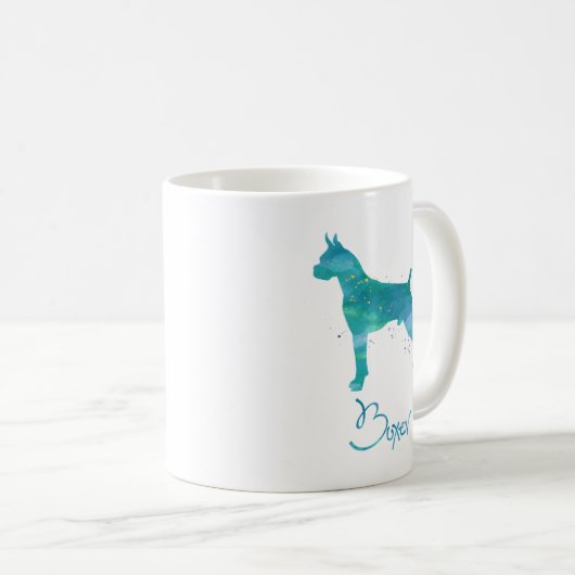 Boxer Dog Waterverf Koffiemok (Voorkant rechts)
