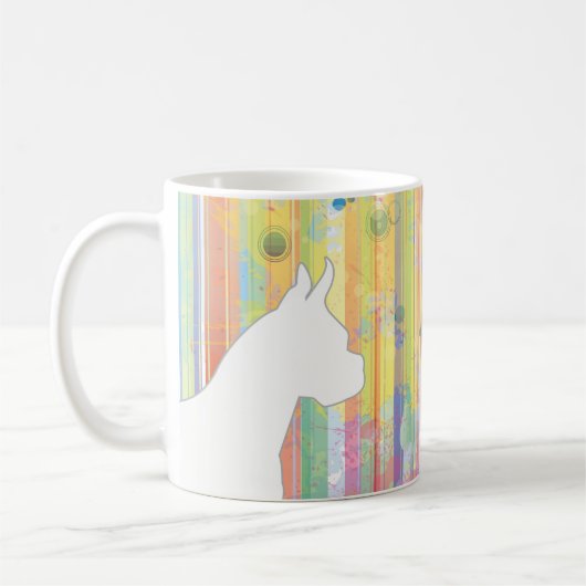 Boxer Dog Waterverf Silhouette Mok (Links)