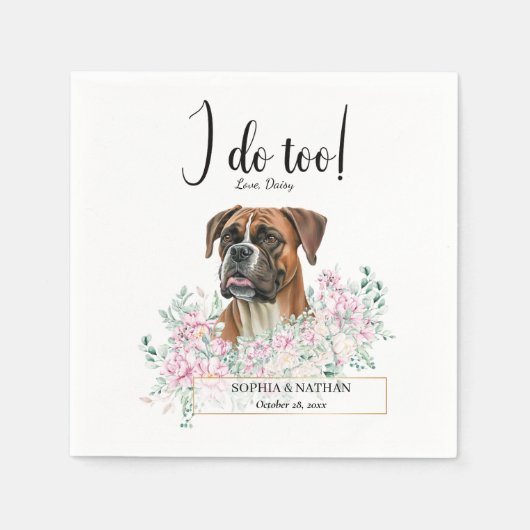 Boxer Dog Wedding Cocktail Napkins Servet (Voorkant)