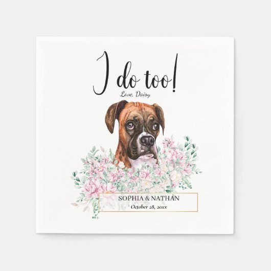 Boxer Dog Wedding Cocktail Napkins Servet (Voorkant)