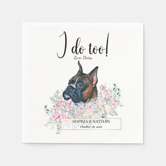 Boxer Dog Wedding Cocktail Napkins Servet (Voorkant)