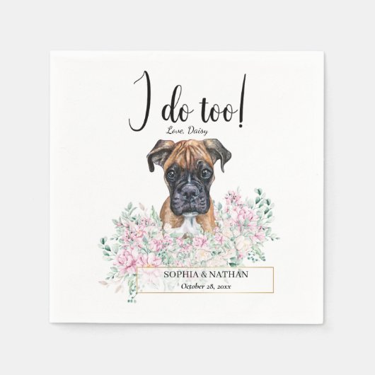 Boxer Dog Wedding Cocktail Napkins Servet (Voorkant)