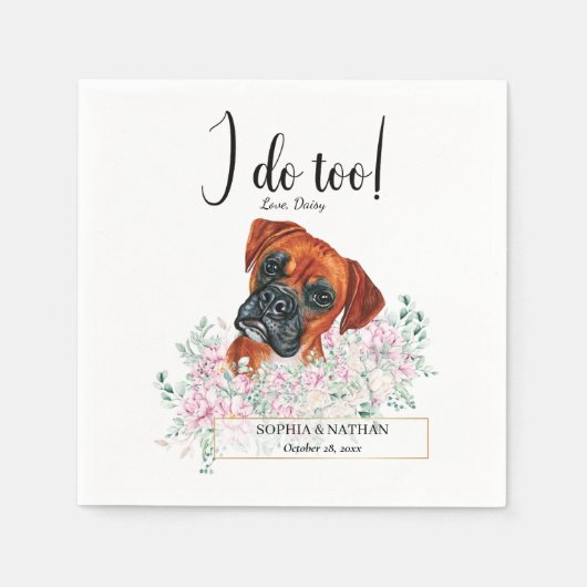 Boxer Dog Wedding Cocktail Napkins Servet (Voorkant)