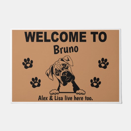Boxer Dog Welcome Home Funny Personalized Custom Deurmat (Voorkant)
