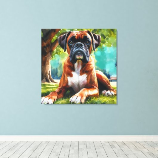 Boxer Dog 🐾Wiggle Butts & Tail Wags Canvas Afdruk (Insitu (Houten vloer))